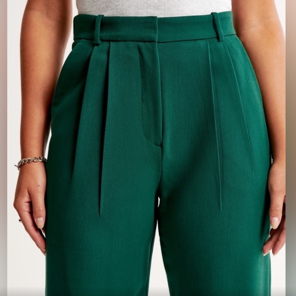 Abercrombie Sloan Wide Leg Tailored Pants - Green - Picture 3 of 5